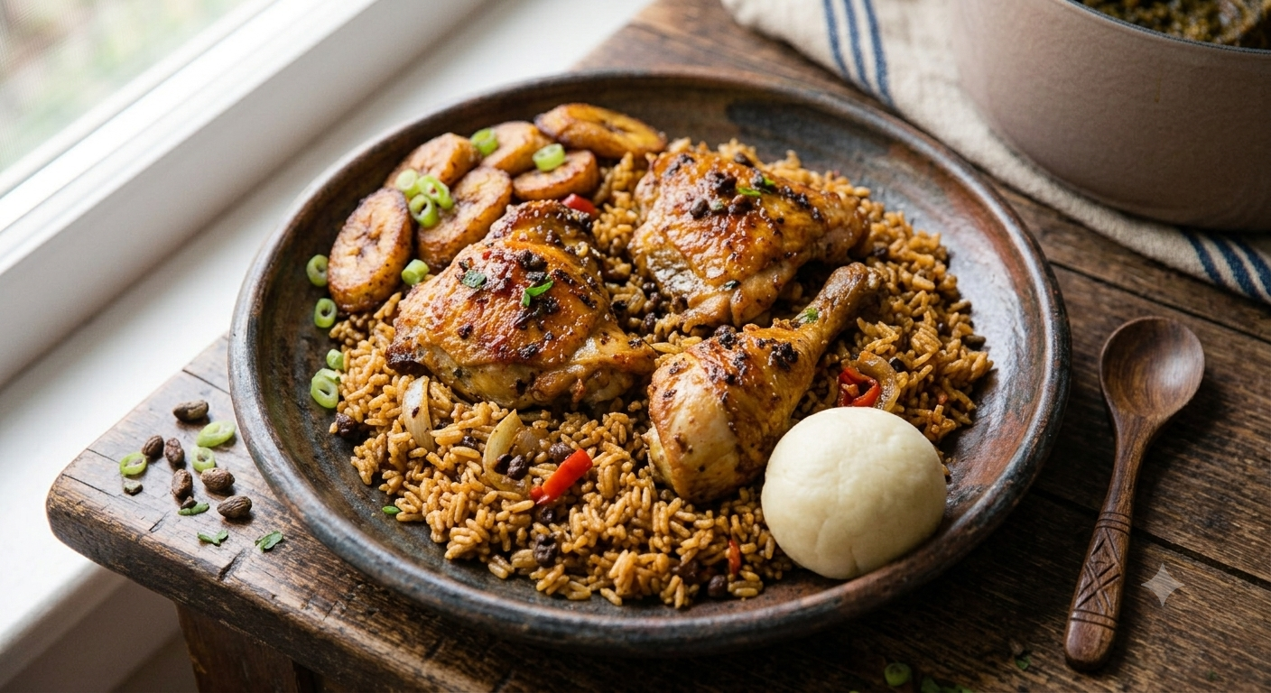 Riz gras poulet soumbala